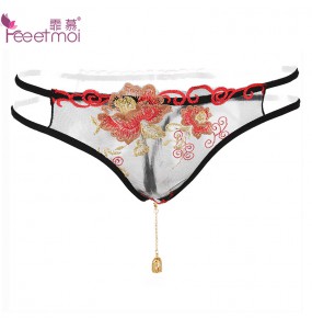 FEE ET MOI Sexy Lace Open File Underwear (Black - Red)